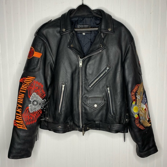 Harley-Davidson Other - Harley Davidson Vintage Leather Embroidered Jacket